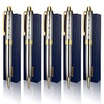 Personalized Luxury Ballpoint Pen Writing Set-Stainless Steel Fancy pens Custom with Your Name or Message, Perfect for Students/Teacher/Manager/Lawyer/Professor 5PCS/Pack