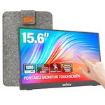 InnoView Portable Monitor Touchscreen 15.6" 1080P 10-Point Touch Screen Monitor Portable with Protective Sleeve Built-in Stand, 1200:1 HDMI USB C Travel Monitors for Laptop, PC, Mac, Phone, Switch