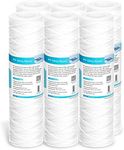 Membrane Solutions 5 Micron 10"x2.5" String Wound Whole House Water Filter Replacement Cartridge Universal Sediment Filters for Well Water - 6 Pack