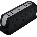 Masterplug SRGDU61PB2 2.1 A 1 m 6 Gang 2 x USB Compact Surge Extension Lead - Black