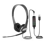 Cyber Acoustics Stereo Wired Headset (AC-204USB) – Quality Sound for Calls, USB or 3.5mm Connection, USB Control Module, Perfect for Call Center, Classroom or Home