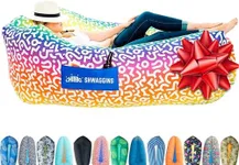 Chillbo Shwaggins Inflatable Couch – Cool Inflatable Chair Easy Setup Perfect for Hiking Gear, Beach Chair and Music Festivals.(Rainbow Swizzle)