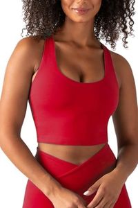 YITTY Active Sports Bra Tank, Tank Top for Women with Built-in Bra, Racerback, Removable Cups, Low-Impact Support for Yoga and Gym Heated Red XXL/1X