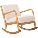 YVYKFZD Upholstered Rocking Chair, Glider Chair with High Backrest, Nursery Lounge Chair with Safe Solid Wood Base, Weight Capacity 150kg (Color : Beige)