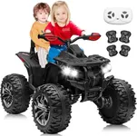 JOYRACER 24V Kids ATV 4 Wheeler, 4x4 Ride On Toys Car w/Remote Control, 9AH Battery Powered Car w/ 800W Motors, Bluetooth, MP3, USB, Spring Suspension, 2-Seater Quad for Boys Girls, Black