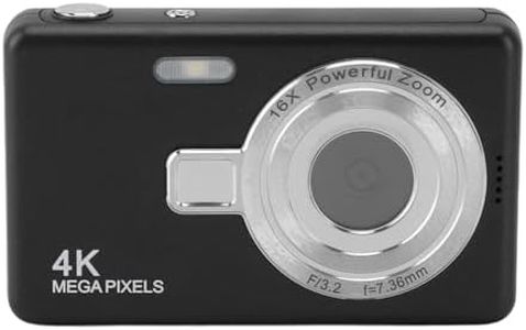 Digital Camera, 12MP 1080P Point and Shoot Digital Camera with 2.4in TFT Screen, 16X Zoom, Auto Focus, Portable Compact Design, for Photography Travel Vlog (Black)