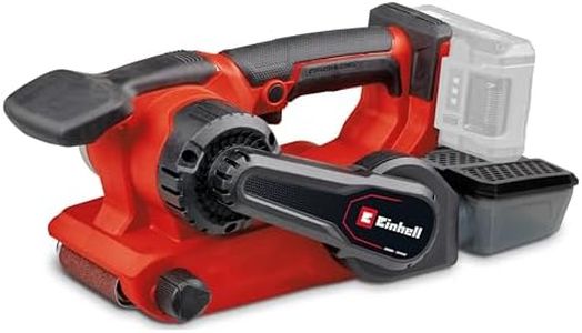 Einhell Power X-Change 18V Cordless Belt Sander for Wood with Dust Collector ~ Brushless Motor, 3X P80 Sanding Belts ~ TP-BS 18/457 Li BL Solo Band Sander - Battery and Charger Not Included