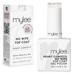 MYGEL by Mylee Nail Gel Polish Heart Confetti No-Wipe Top Coat 15ml, UV/LED Soak-Off Nail Art Manicure Pedicure, Professional, Salon & Home Use, Long Lasting, Easy to Apply, No Chips, Durable & Safe