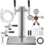 VEVOR Kegerator Tower Kit, Beer Conversion Kit, No Tank Keg Conversion Kit, Stainless Steel Keg Tower, Deluxe Kegarator Beer Conversion With Dual Gauge Regulator & D-System Keg Coupler (Double Tap)