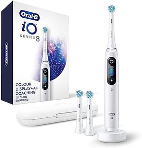 Oral-B iO Series 8 Electric Toothbrush with 2 Replacement Brush Heads and Travel Case, Rechargeable Toothbrush, Whitealabaster