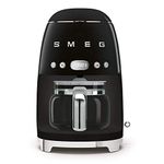 Smeg DCF02BLUK Drip Coffee Machine, Auto-Start Mode, Reuseable Filter, Digital Display, Anti-Drip System, Aroma Intensity Option, 1.4 Litre Tank, Black