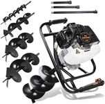 DC HOUSE 52cc 2.4HP Gas Powered Post Hole Digger with 12" Auger Drill Bit | 2 Packages Shipping