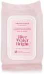 The Face Shop Rice Water Bright Makeup Remover Wipes for Face with Rice Extract, Brightening, Moisturizing, Infused with Cleansing Milk, Vegan Disposable Cleansing Facial Wipes, Korean Skin Care