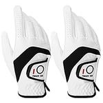 Golf Gloves Mens Left Right Hand 2 Pack All Weather Golf Glove Men Rain Left Right Handed Cabretta Leather Grip Small Medium ML Large XL Size(M, Worn on Right Hand)