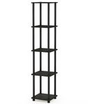 Furinno Turn-N-Tube 5-Tier Corner Square Rack Display Shelf with Round Tube, Espresso/Black