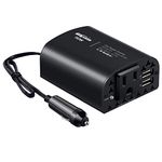 Bapdas 150W Car Power Inverter DC 12V to 110V AC Car Converter 2 USB Ports Car Charger Adapter for Plug Outlet New Model (Black)