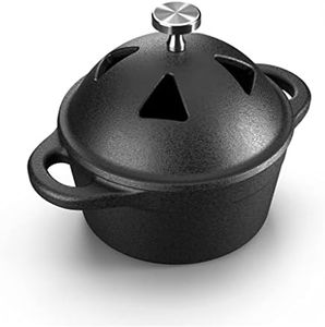 Garlic Roaster Baker, Cast Iron Dutch Oven Pre-Seasoned, Mini Cocotte, 1 Cup Capacity, Black, Ramekin with Lid, for BBQ Grill or Oven, by Bazaar LM-ents (Dome Lid)