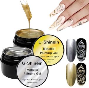 U-Shinein Nail Gel, Metallic Painting Gel, Mirror Gold Pink Painted Nail Polish, 3D Metal Painting Drawing Mirror Nail Gel Polish Glossy Soak Off UV/LED DIY Nail Art Manicure 2 * 8ml