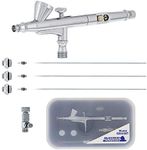 Master Airbrush Model G344 Multi-Purpose Dual-Action Gravity Feed Airbrush with 3 Nozzle Sets (0.2, 0.3 & 0.5mm Needles, Fluid Tips and Air Caps) 1/16 oz. Fluid Cup - User Friendly, Versatile Set Kit