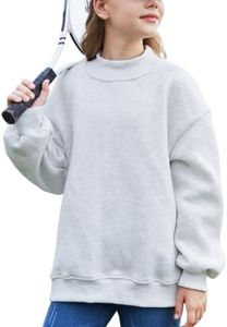 ACTCHIC Girls Mock Neck Sweatshirt, LightGrey, 13-14Y