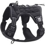 TruBest Tactical Dog Harness | Body Belt for Large Dog | Military Dog Vest | No Pull Adjustable Reflective | Dog Training Walking Pet Harness (Medium, Black)