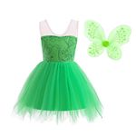 Lito Angels Tinkerbell Fancy Dress Up Costume Green Fairy Outfits with Butterfly Wings for Kids Girls Age 4-5 Years