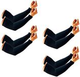 PFFY 4 Pairs UV Protection Cooling Arm Sleeves for Men and Women UPF 50 Sun Sleeve Black