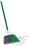 Libman Commercial 206 Precision Angle Broom with Dust Pan, Steel Handle, 11" Wide, Green and White (Pack of 4)