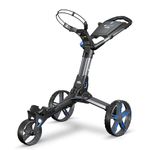 Motocaddy QB2 Ultra Compact Golf Push Trolley – 2-Step Folding Cart with Auto-Fold Front Wheel, Oversized All-Terrain Wheels, Ergonomic Adjustable Handle, (Black/Blue)