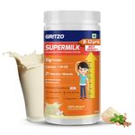 Gritzo SuperMilk Height+ (8-12y Boys), 10g Protein (Creamy Vanilla, 400g) | Zero Refined Sugar, 21 Vitamins & Minerals