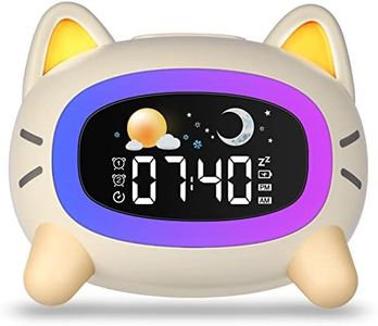 Uplayteck Relojes Despertadores para Niños, Luces-Despertador Infantiles con 5 Luz Nocturna 4 Niveles de Luz Ajustables y 7 Música para Dormir, Recargable Despertador con Función Snooze para Niños