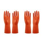 Robustt Heavy Duty Rubber Hand gloves (2 Pairs) for Dishwashing, gardening, kitchen cleaning