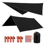 REDCAMP Hammock Rain Fly Waterproof and Lightweight, 10ft Tent Tarp for Camping Backpacking Hiking, Black