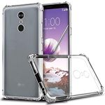 FitSmart Flexible Shockproof Crystal Clear TPU Soft Bumper Back Cover with Cushioned Edges for LG Q Stylus Plus/LG Q Stylo 4 -Transparent