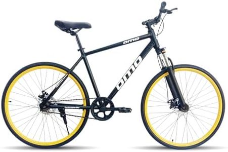 Omobikes Ladakh Lite 1S | Single Speed | 700 * 35C Alloy Hybrid Bicycle | Lockout Suspension | for 15+ Years, Unisex (Black Yellow)