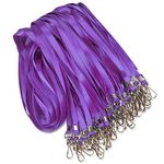 BELIKY 50 Pack Bulk Lanyard for ID Badge Holder Durable Flat Lanyard with Swivel Hook and Badge Clip (Purple)