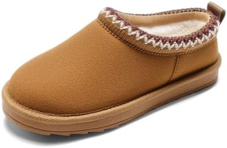 DREAM PAIRS Girls Boys Slippers Kids House Fuzzy Indoor Outdoor FuzzyEasy Kid's Slip-on Slipper for Little Kid Big Kid,Size 13 Little Kid,Chestnut,SDSL2401K