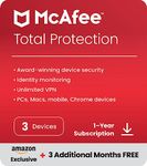 McAfee Total Protection 2024 Amazon Exclusive | 3 Devices | Antivirus Internet Security Software | Unlimited VPN | 12 Month +3 Free | Activation Code by email