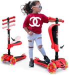 Hurtle 6 Wheeled Scooter for Kids - Stand & Cruise Child/Toddlers Toy Folding Kick Scooters w/Adjustable Height, Anti-Slip Deck, Flashing Wheel Lights, for Boys/Girls 2-12 Year Old - Hurtle