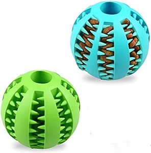 Dog Toy Ball, Interactive Dog Chew Toy Rubber Dog Food Ball,Puppy Teething Toy Dog Food Treat Feeder Tooth Cleaning Ball,Bite Resistant Pet Exercise Interactive Dog Toys -2.75'' *2.75''