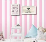 Self Adhesive Vinyl Pink and White Stripe Peel and Stick Wallpaper Shelf Liner for Walls Nursery Girls Bedroom Cabinets Dresser Drawer Furniture Decal Removable Waterproof 17.7x117 Inches