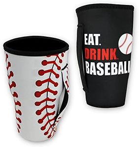 Urbanifi Baseball Reusable Tumbler Cup Sleeve Neoprene Insulated Sleeves Holder with Handle for 30oz-32oz Tumbler Cup Gift (2 Pack, Sleeve Only)