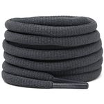 Oval Athletic Shoelaces DELELE Half Round Shoe Laces Dark Gray 2 Pair 47.24"