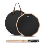 Sovvid 12 Inches Drum Pad and 5A Drum Sticks, Double Sided Snare Drum Practice Pad for Drummers, Silent Practice for Adults and Kids with Storage Bag - Black