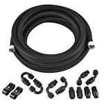 Evil Energy 16ft 8AN 1/2 Nylon Stainless Steel Braided PTFE E85 Tube Fuel Line Fittings Kit(10.67mm ID)