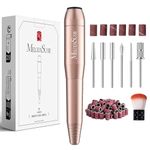 melodysusie Electric Nail Drill Machine 11 in 1 Kit, Portable Electric Nail File Efile Set for Acrylic Gel Nails, Manicure Pedicure Tool with Nail Drill Bits Sanding Bands Dust Brush (A-Glod)