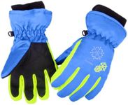 Azarxis Kids Snow Gloves Winter Ski Gloves Thermal Warm Windproof Waterproof for Children Snowboarding Sledding Cycling Skiing Riding with Adjustable Cuffs (Blue, S (6-8 Years))