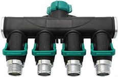 4 Way Garden Hose Splitter Metal Hose Connector, Easy Grip, Easy to Open