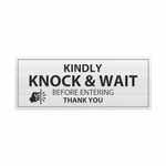 Anne Print Solutions® Kindly Knock and wait before entering Sign Board Stainless Steel Size 8.25 Inch X 3.25 Inch* Pack Of 1 hospital sign board Medical College Clinic Laboratory Pharmacy hospital signs (KNOCK & WAIT)