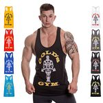 Gold's Gym 2016 Muscle Joe Premium Stringer Vest Mens Fitness Training Gym Y-Back Tank Top Black Medium